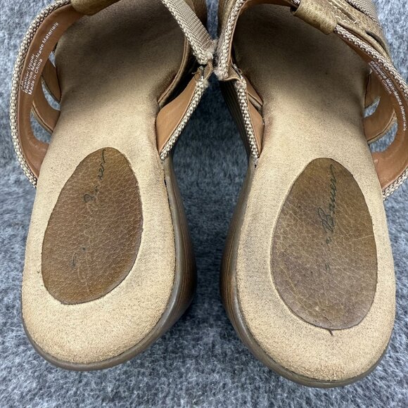 ✅Womens 8M Eddie Bauer Wedge Sandals Leather Upper Slip-On Brown Strappy Casual - Picture 3 of 14